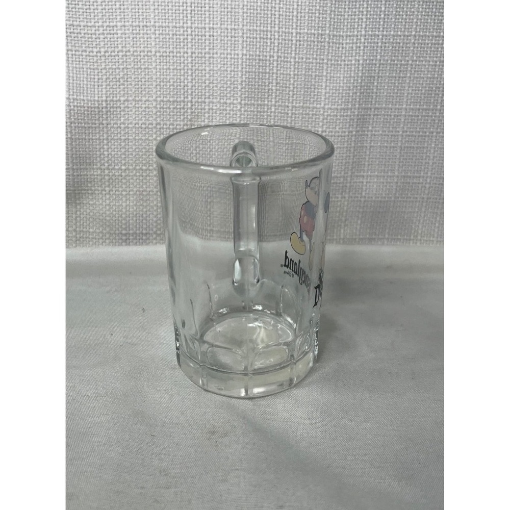 Vintage Disneyland Mickey Mouse Glass Mug Clear Beer Stein Souvenir 3.5 inch - Picture 4 of 7